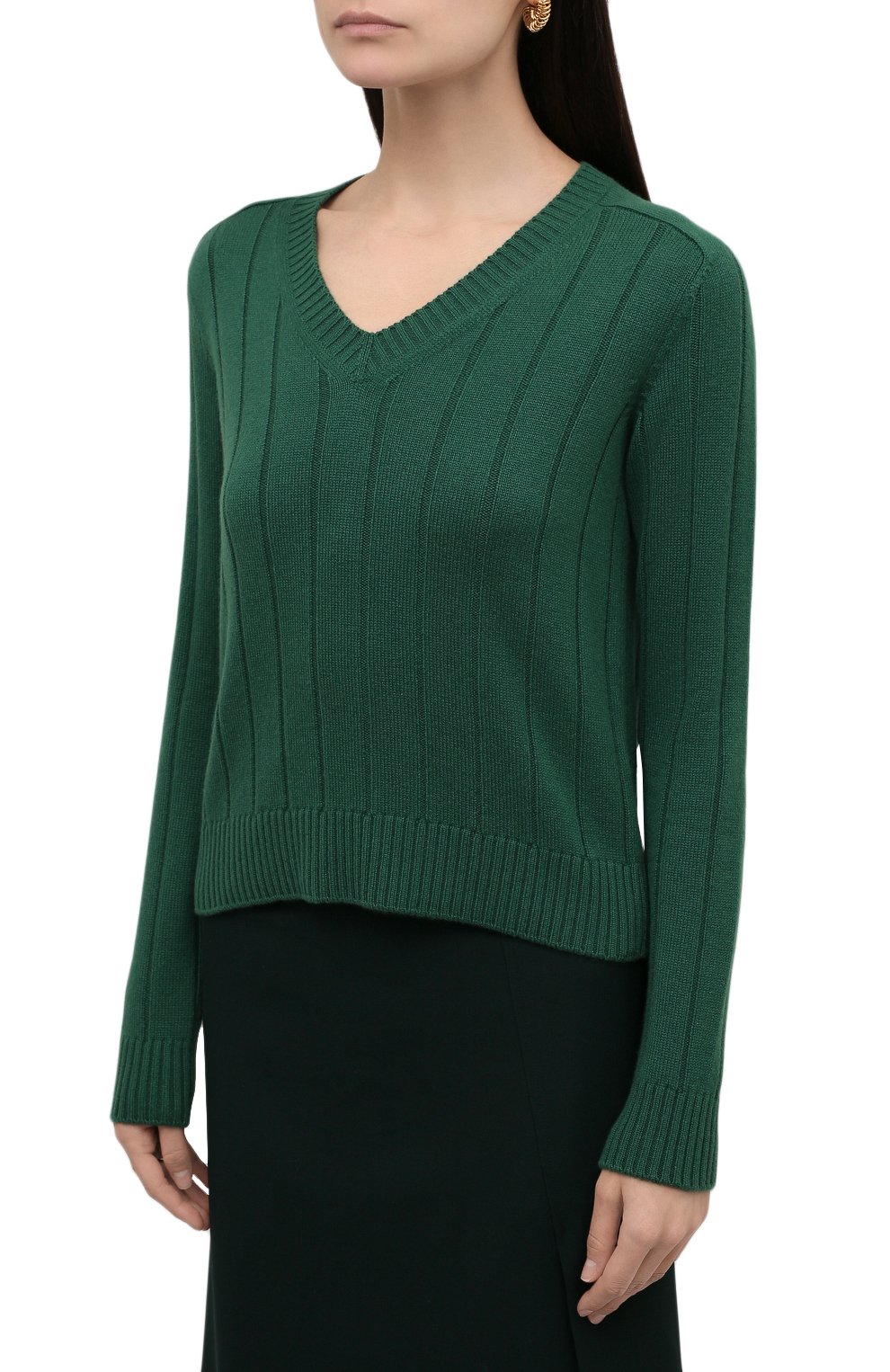 Кашемировый пуловер LORO PIANA темно-зеленого цвета по цене 198000 руб., арт. FAL7493, фото 3 Кашемировый пуловер LORO PIANA, арт. FAL7493, фото 3
