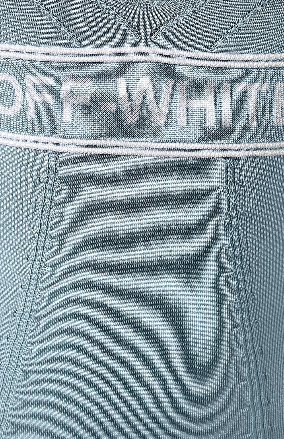 Платье с логотипом бренда OFF-WHITE голубого цвета по цене 62800 руб., арт. 0WHI013S19D640443100, фото 5 Платье с логотипом бренда OFF-WHITE, арт. 0WHI013S19D640443100, фото 5