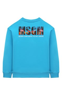 Детский хлопковый свитшот MSGM KIDS голубого цвета, арт. S4MSJBSW241 | Фото 2 (Рукава: Длинные; Материал сплава: Проставлено; Материал внешний: Хлопок; Драгоценные камни: Проставлено; Мальчики Кросс-КТ: Свитшот-одежда; Ростовка одежда: 6 лет | 116 см, 8 лет | 128 см, 10 - 11 лет | 140 - 146см, 12 лет | 152 см, 16 лет | 164 см)