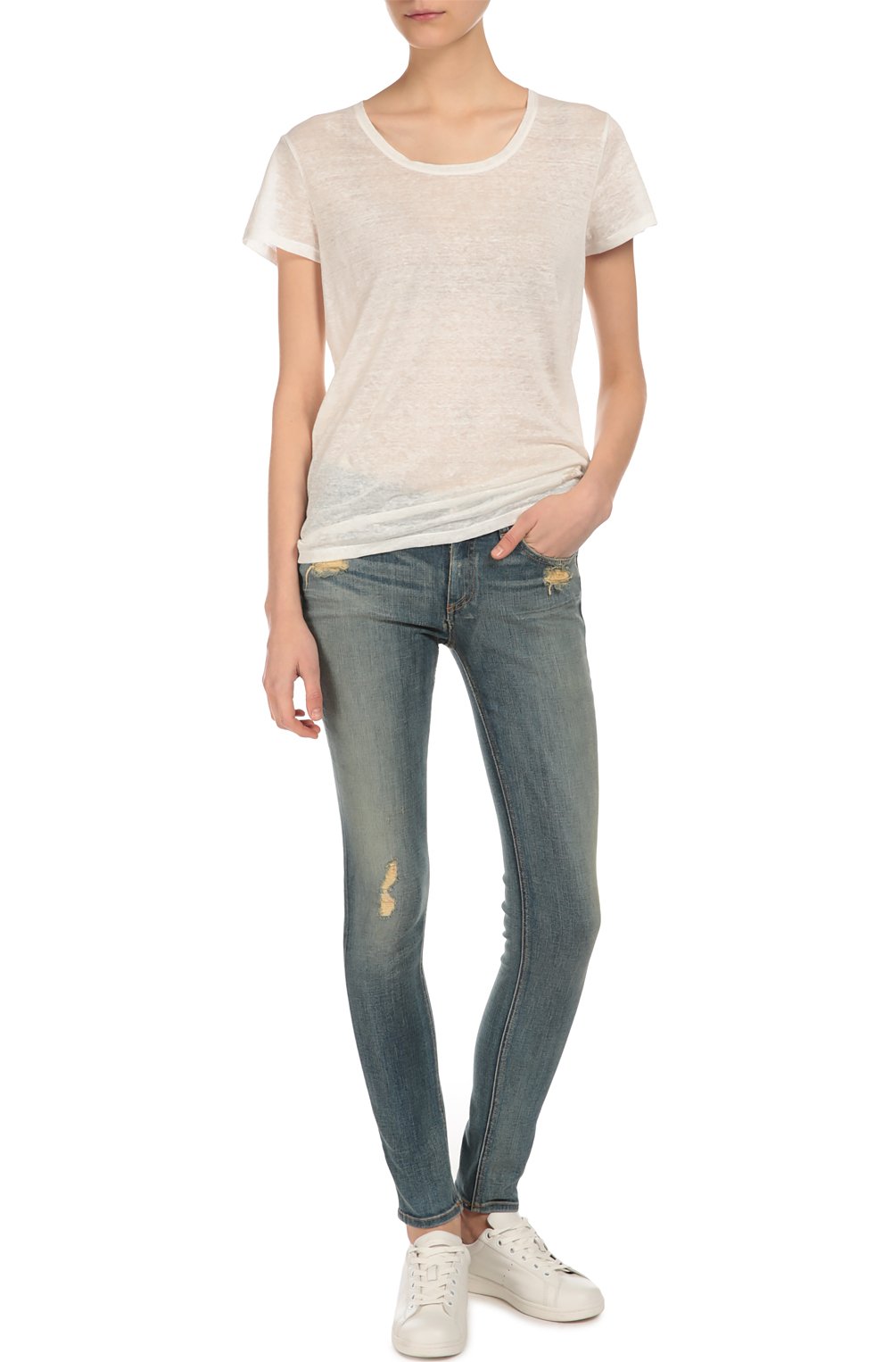 Джинсы RAG AND BONE голубого цвета по цене 21950 руб., арт. W1502K520/DESTR0YED, фото 4 Джинсы RAG AND BONE, арт. W1502K520/DESTR0YED, фото 4