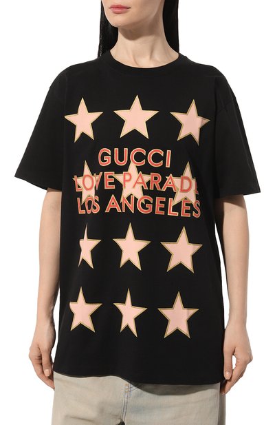 Хлопковая футболка GUCCI черного цвета по цене 61950 руб., арт. 615044/XJEQI, фото 3 Хлопковая футболка GUCCI, арт. 615044/XJEQI, фото 3