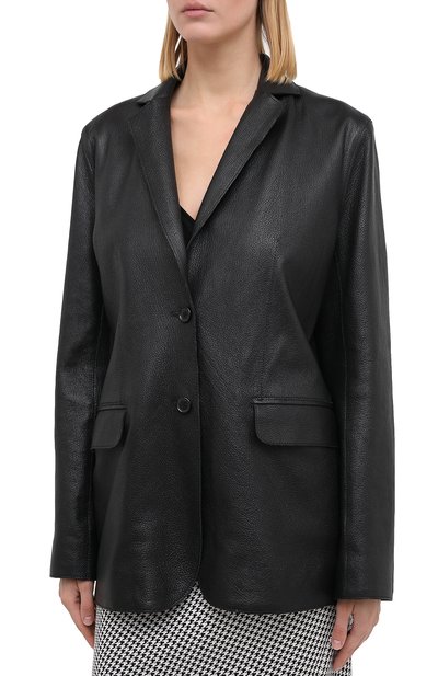 Кожаный жакет MASLOV черного цвета по цене 96800 руб., арт. JK001, фото 3 Кожаный жакет MASLOV, арт. JK001, фото 3