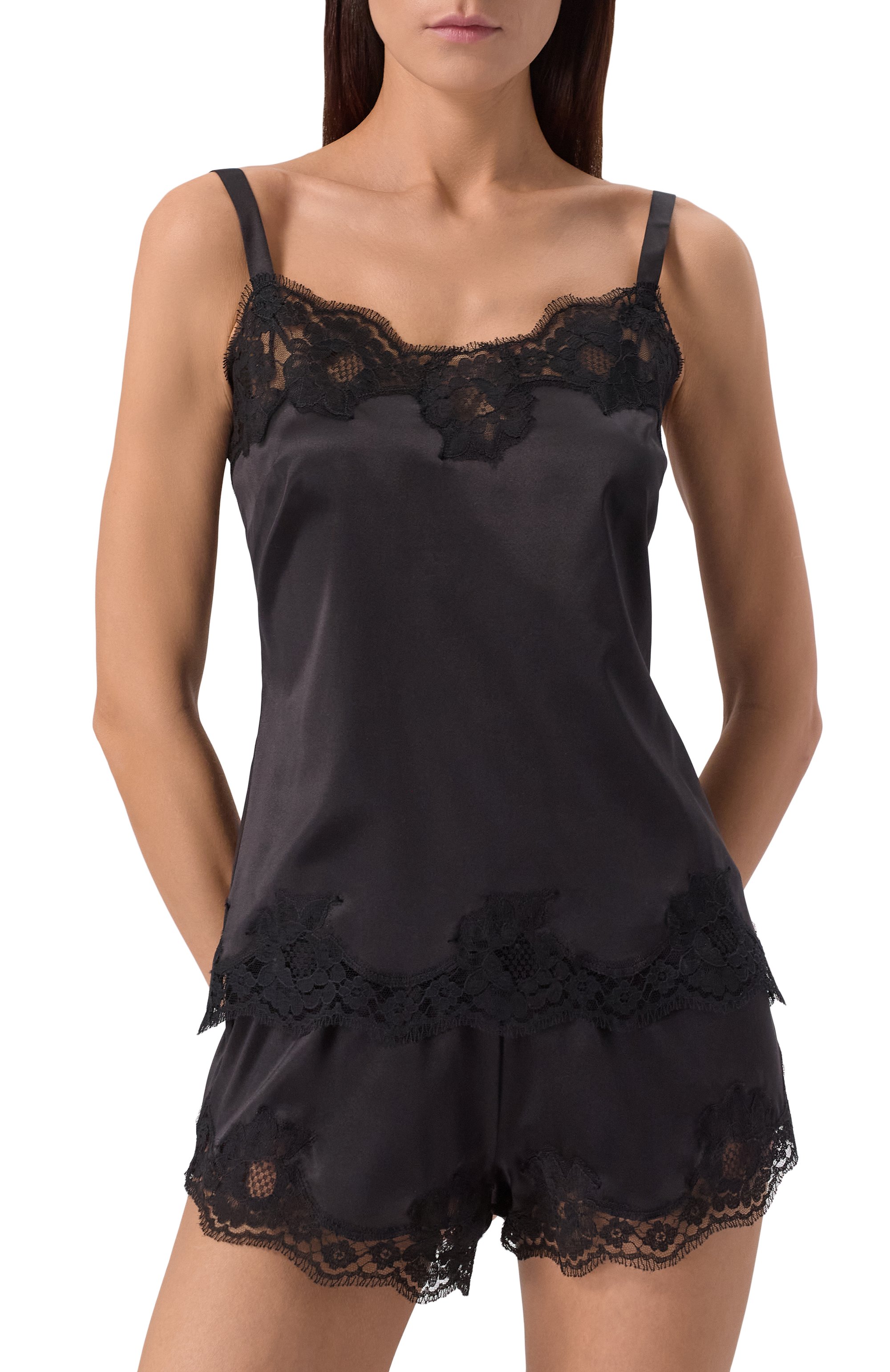 Топ из шелка и хлопка DOLCE & GABBANA черного цвета по цене 109000 руб., арт. 07A00T/0N013, фото 3 Топ из шелка и хлопка DOLCE & GABBANA, арт. 07A00T/0N013, фото 3