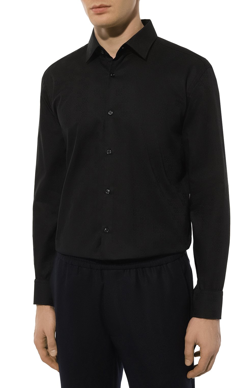 Хлопковая сорочка HUGO черного цвета по цене 16500 руб., арт. 50500965, фото 4 Хлопковая сорочка HUGO, арт. 50500965, фото 4