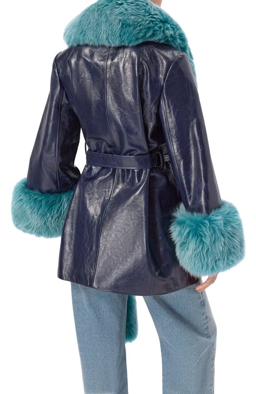 Кожаная куртка Chloé CH25ACM38209 Синий  CH25ACM38209 Фото 4