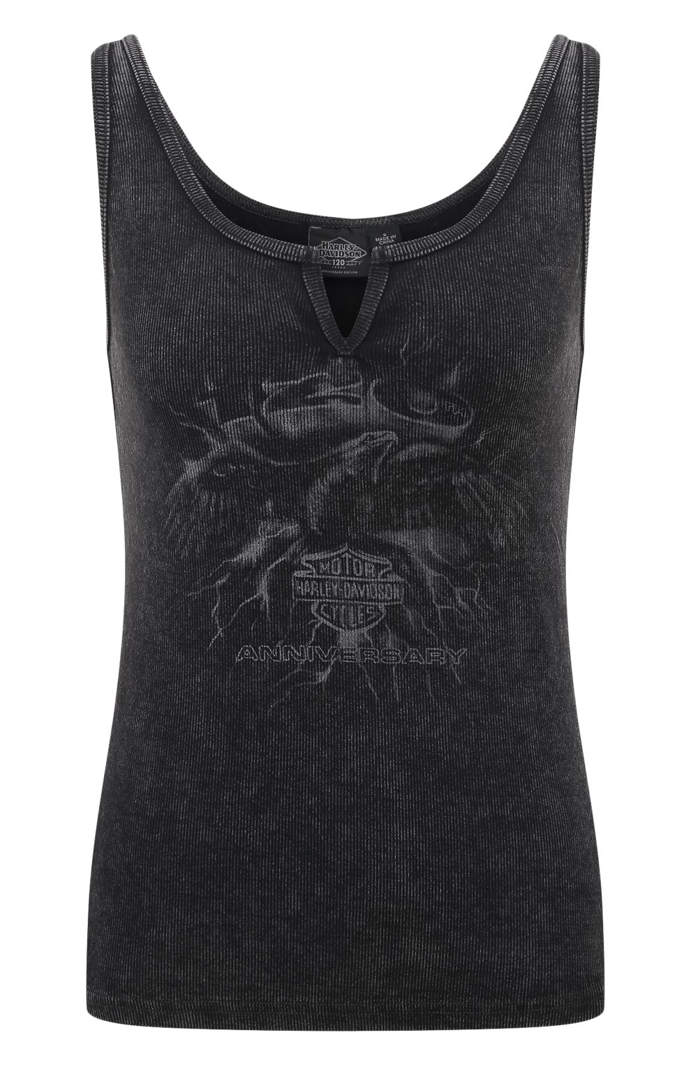 Хлопковая майка HARLEY-DAVIDSON темно-серого цвета по цене 14070 руб., арт. 97554-23VW, фото 1 Хлопковая майка HARLEY-DAVIDSON, арт. 97554-23VW, фото 1