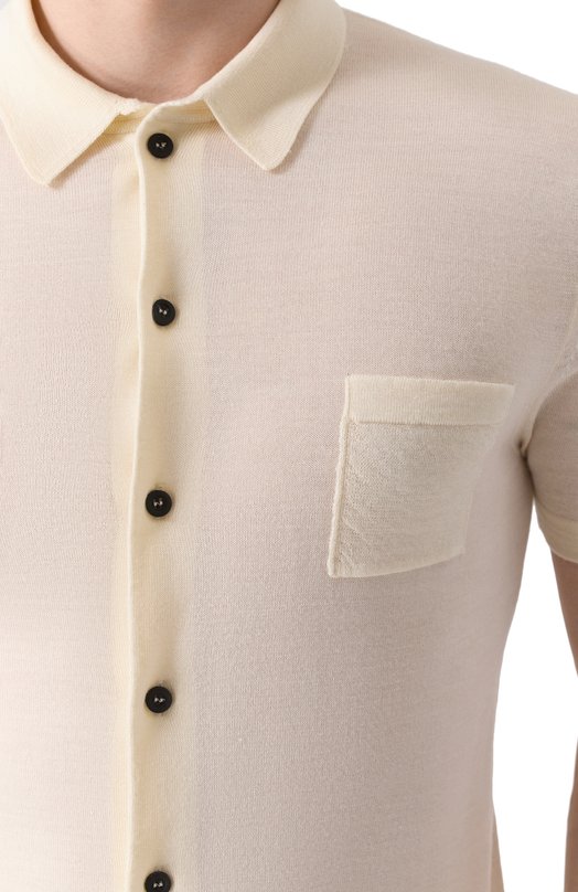 Рубашка из шерсти и шелка KNT UMM059501 Кремовый  UMM059501 Фото 5