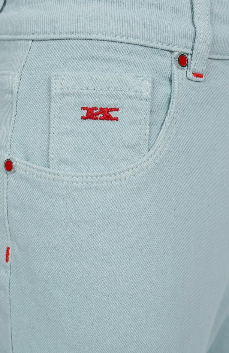 Женские джинсы KITON бирюзового цвета, арт. DJ54101K0928F01 | Фото 6 (Материал внешний: Хлопок, Деним; Длина (брюки, джинсы): Стандартные; Силуэт Ж (брюки и джинсы): Слим; Кросс-КТ: Деним; Стили: Кэжуэл)