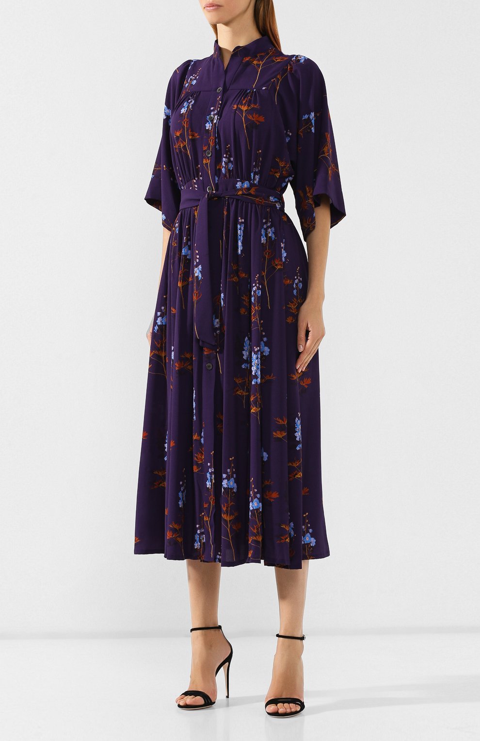 Платье с принтом DRIES VAN NOTEN фиолетового цвета по цене 58950 руб., арт. 192-31017-8009, фото 3 Платье с принтом DRIES VAN NOTEN, арт. 192-31017-8009, фото 3