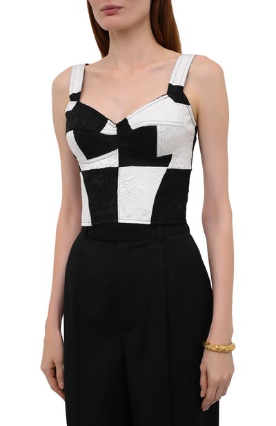 Топ-бюстье DOLCE & GABBANA черно-белого цвета по цене 93900 руб., арт. F7W98T/GDX76, фото 3 Топ-бюстье DOLCE & GABBANA, арт. F7W98T/GDX76, фото 3