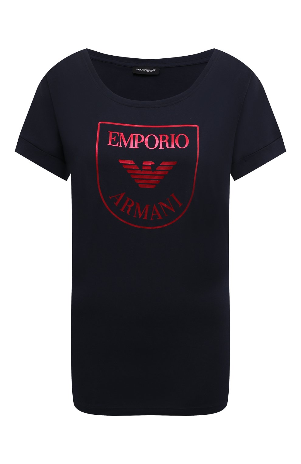 Хлопковая футболка EMPORIO ARMANI темно-синего цвета по цене 7650 руб., арт. 164340/2R255, фото 1 Хлопковая футболка EMPORIO ARMANI, арт. 164340/2R255, фото 1