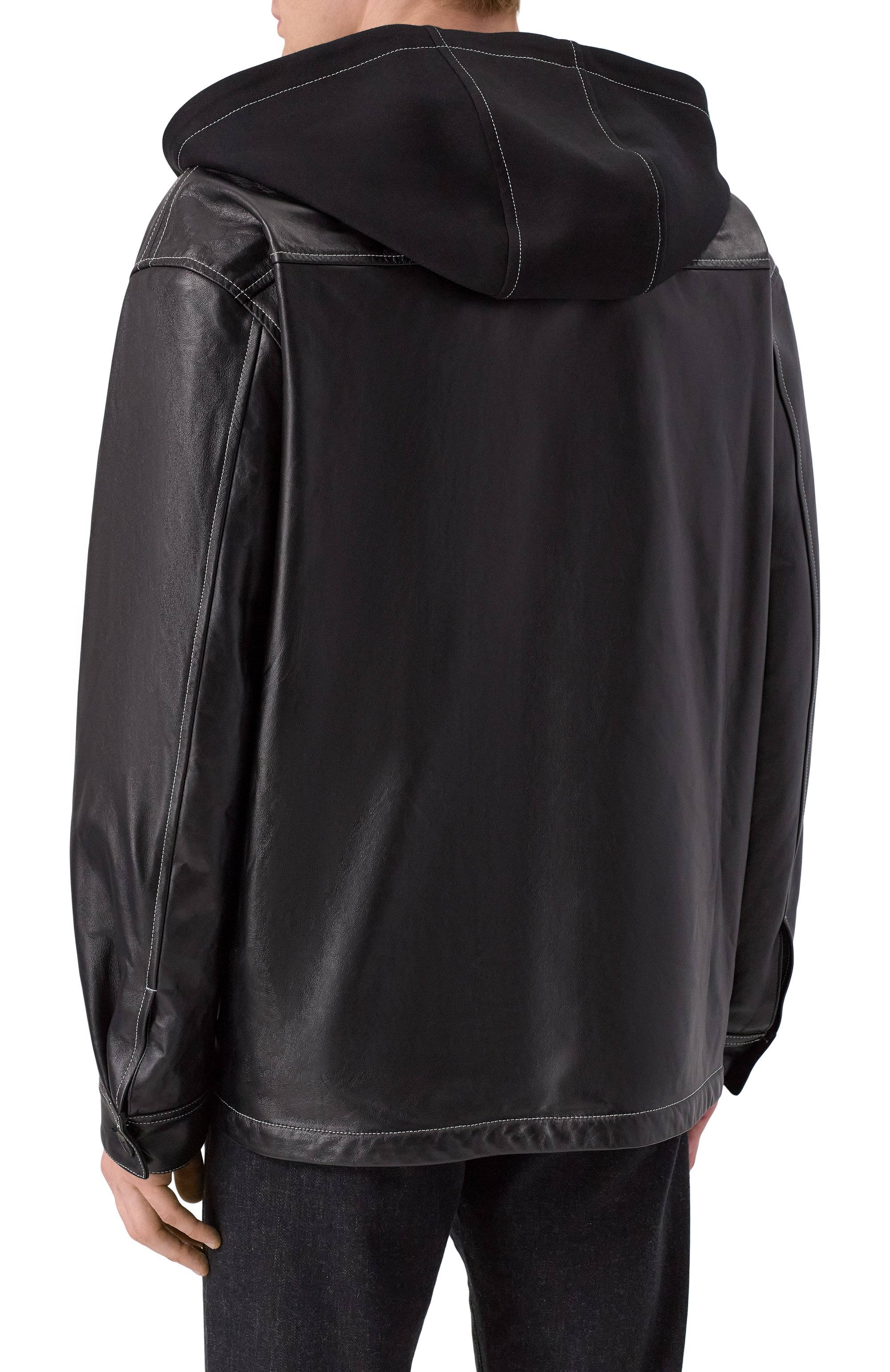 Кожаная куртка-рубашка KITON черного цвета по цене 629500 руб., арт. UGK120MK0280H01, фото 4 Кожаная куртка-рубашка KITON, арт. UGK120MK0280H01, фото 4