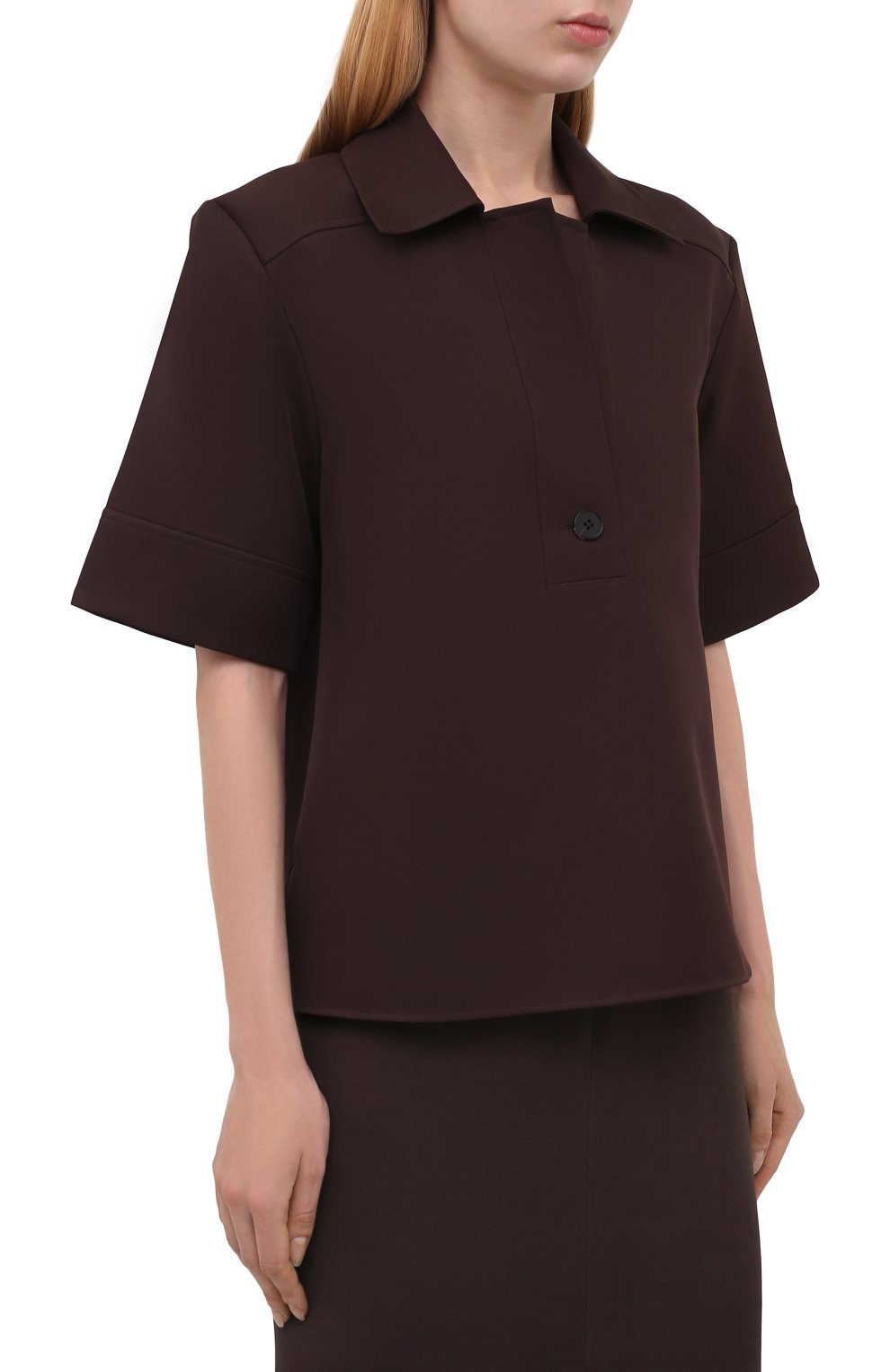 Блузка JIL SANDER коричневого цвета по цене 57150 руб., арт. JSCT561206-WT440200, фото 3 Блузка JIL SANDER, арт. JSCT561206-WT440200, фото 3