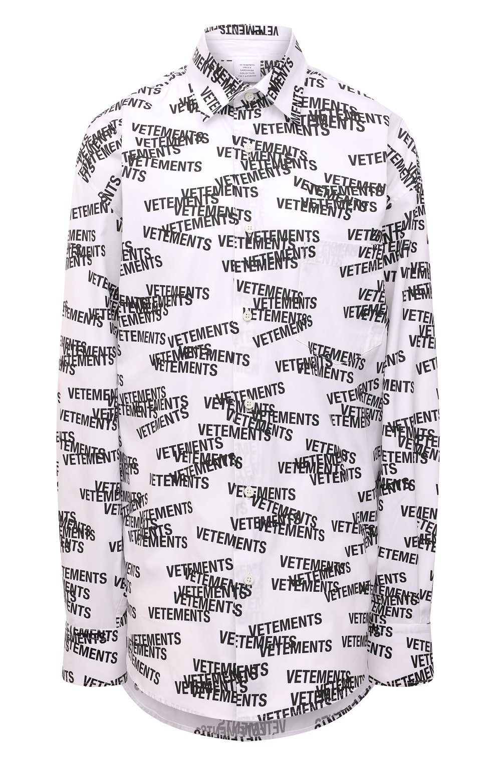 Хлопковая рубашка VETEMENTS черно-белого цвета по цене 89950 руб., арт. UE52SH160B 1000/W, фото 1 Хлопковая рубашка VETEMENTS, арт. UE52SH160B 1000/W, фото 1