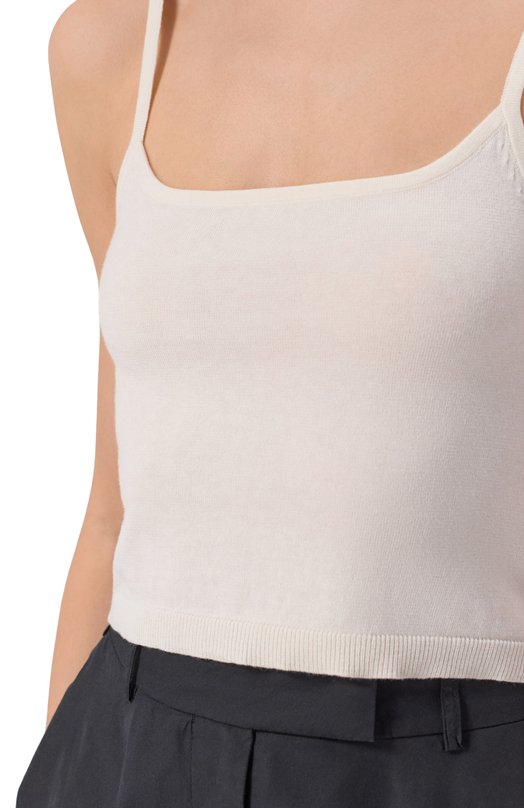 Топ из хлопка и кашемира Officine Generale S26WKNT308 Кремовый  S26WKNT308 Фото 5