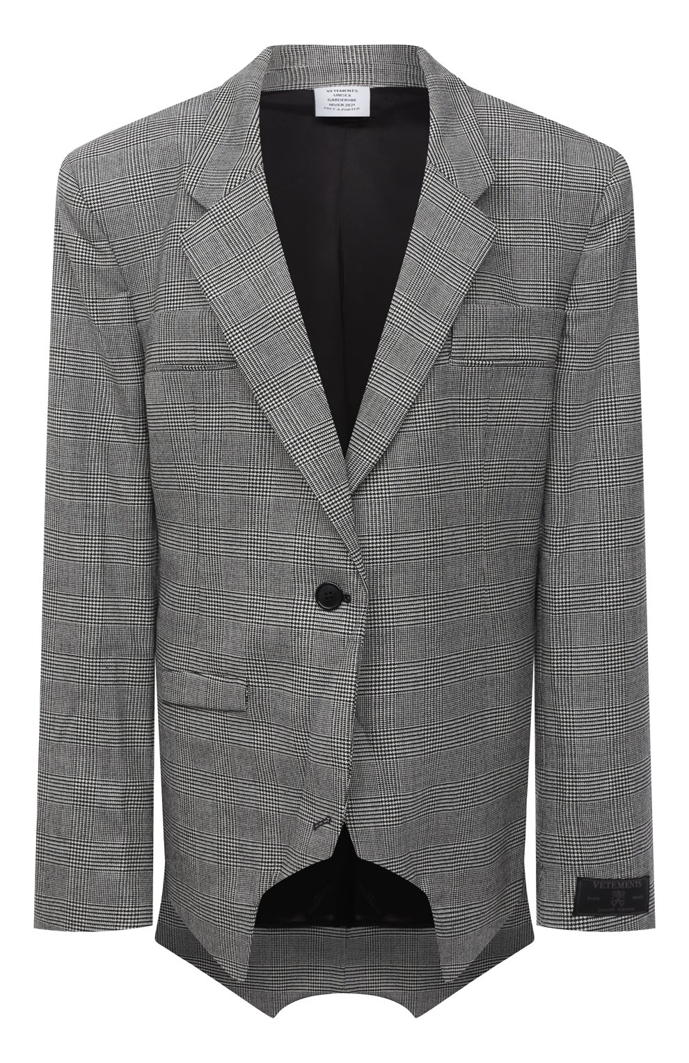 Шерстяной жакет VETEMENTS, арт. WAH21JA023 1204/BLACK / WHITE CHECK, фото 1