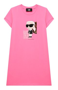 Детско�е хлопковое платье KARL LAGERFELD KIDS фуксия цвета, арт. Z30073 | Фото 1 (Рукава: Короткие; Случай: Повседневный; Материал сплава: Проставлено; Материал внешний: Хлопок; Девочки Кросс-КТ: Платье-одежда; Драгоценные камни: Проставлено; Ростовка одежда: 5 лет | 110 см, 7 лет | 122 см, 9 лет | 134 см, 12 лет | 152 см, 13 - 15 лет | 158 см, 16 лет | 164 см)