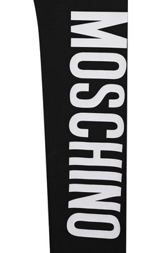 Детские хлопковые легинсы MOSCHINO черного цвета, арт. H4P047/LBA00/4 | Фото 3 (Материал внешний: Хлопок; Девочки Кросс-КТ: Леггинсы-одежда; Нос: Не проставлено; Материал сплава: Проставлено)