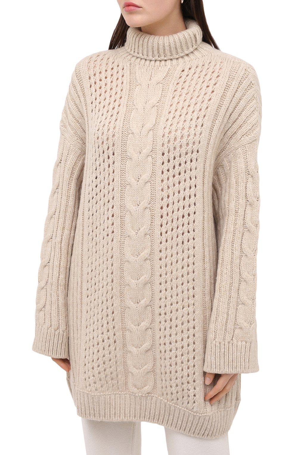 Шерстяной свитер NANUSHKA, арт. DIYA_CREME_CHUNKY CABLE KNIT, фото 3