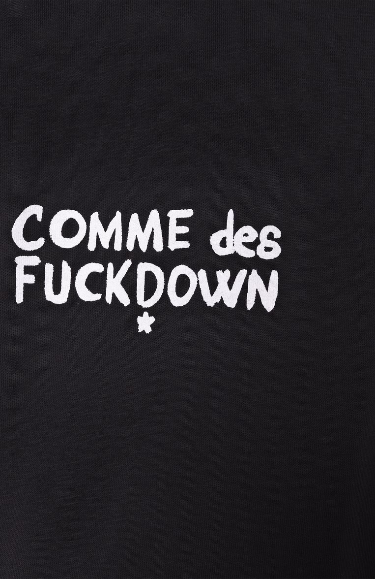Мужская хлопковая футболка COMME DES FUCKDOWN черного цвета, арт. CFABM01552 | Фото 6 (Рукава: Короткие; Материал внешний: Хлопок; Длина (для топов): Стандартные; Стили: Гранж; Принт: С принтом; Кросс-КТ: Джерси; Мужское Кросс-КТ: Футболка-одежда)