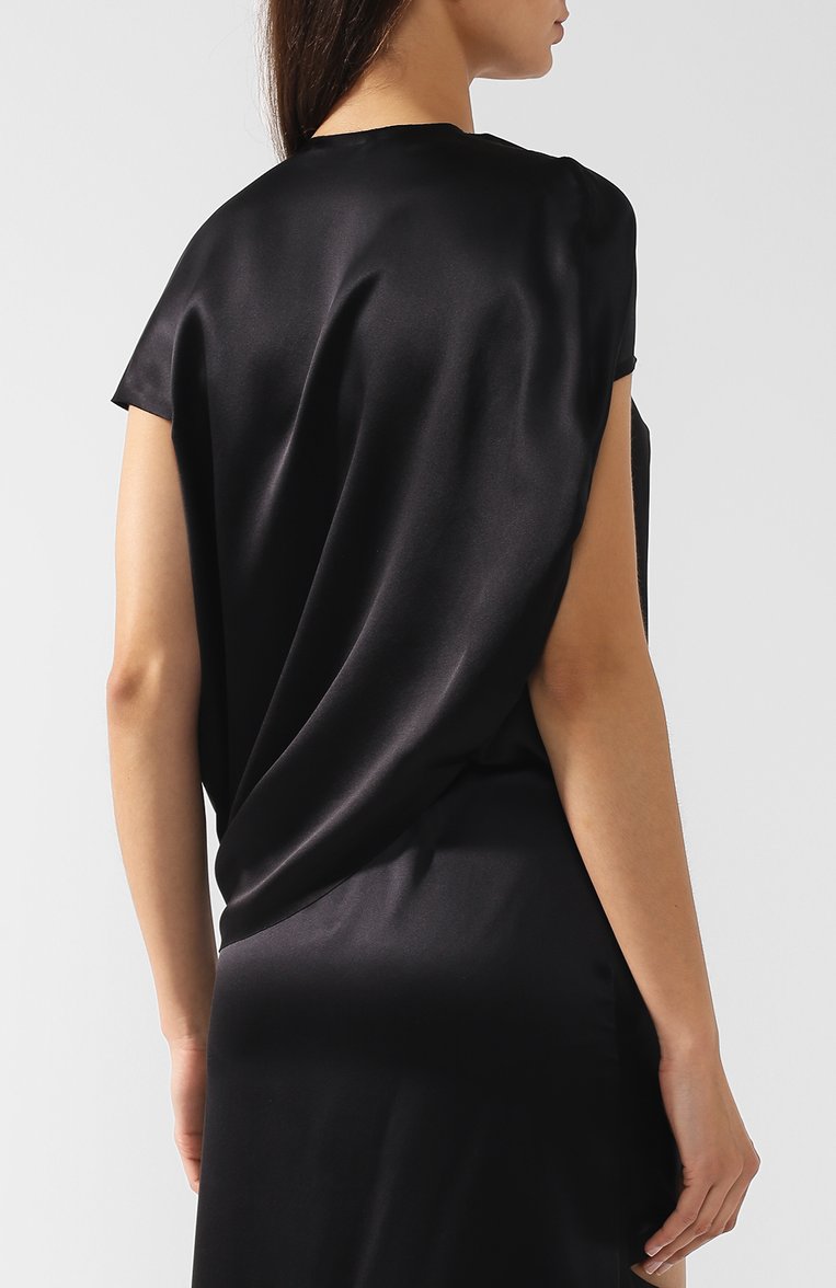 Однотонный шелковый топ с круглым вырезом JW ANDERSON, арт. TP92WS18 311/999, фото 1