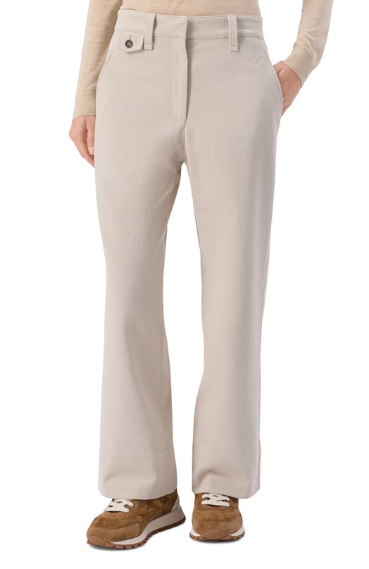 Брюки из хлопка и шерсти Brunello Cucinelli MP142P9036 Кремовый  MP142P9036 Фото 3