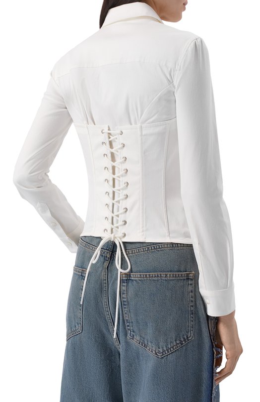 Хлопковая рубашка Balenciaga 850782/TSM19 Белый  850782/TSM19 Фото 4