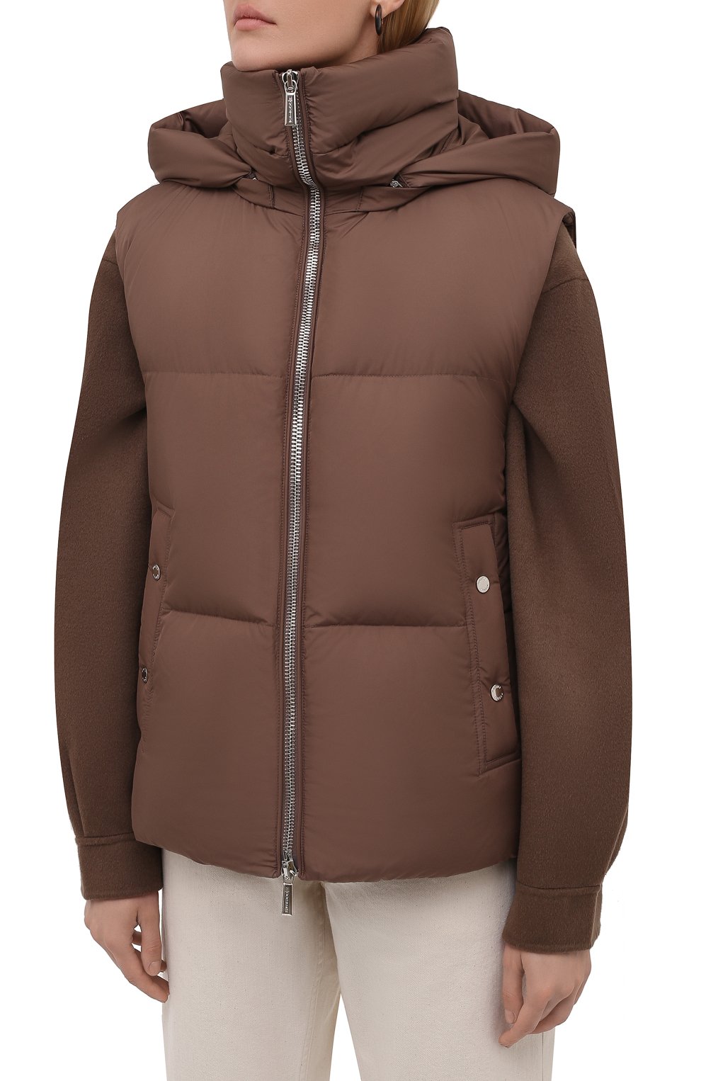 Пуховый жилет MOORER коричневого цвета по цене 123000 руб., арт. FUENTE-PX/M0DGL100007-TEPA346, фото 3 Пуховый жилет MOORER, арт. FUENTE-PX/M0DGL100007-TEPA346, фото 3