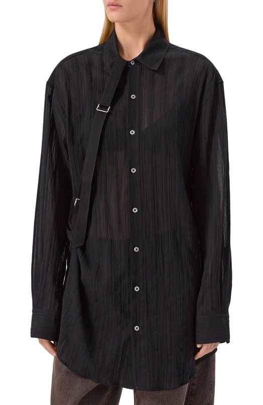 Блузка из хлопка и шерсти Ann Demeulemeester B0013139/FA648 Чёрный  B0013139/FA648 Фото 3