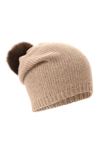 Кашемировая шапка с отделкой из меха соболя BLACK SABLE бежевого цвета по цене 62000 руб., арт. BS-005CV2, фото 1 Кашемировая шапка с отделкой из меха соболя BLACK SABLE, арт. BS-005CV2, фото 1