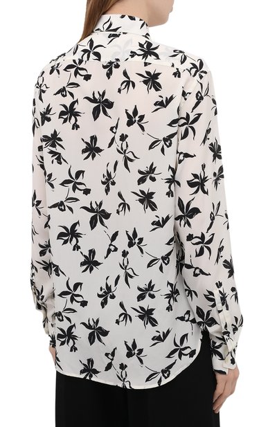 Шелковая рубашка SAINT LAURENT черно-белого цвета по цене 96050 руб., арт. 646850/Y2C16, фото 4 Шелковая рубашка SAINT LAURENT, арт. 646850/Y2C16, фото 4