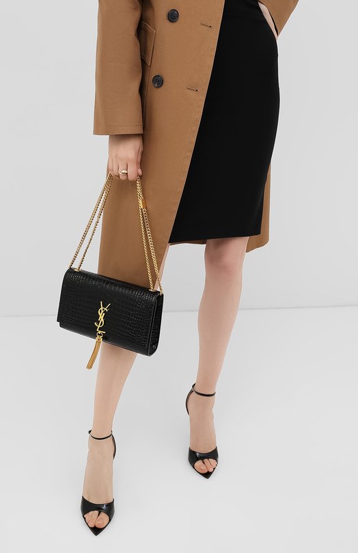 Сумка Monogram с тиснением под крокодила Saint Laurent 354119/DND0J Чёрный  354119/DND0J Фото 5