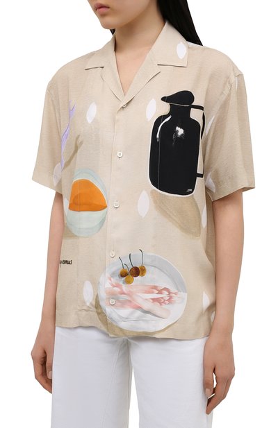 Рубашка из вискозы JACQUEMUS бежевого цвета по цене 32700 руб., арт. 215SH21/111853, фото 3 Рубашка из вискозы JACQUEMUS, арт. 215SH21/111853, фото 3