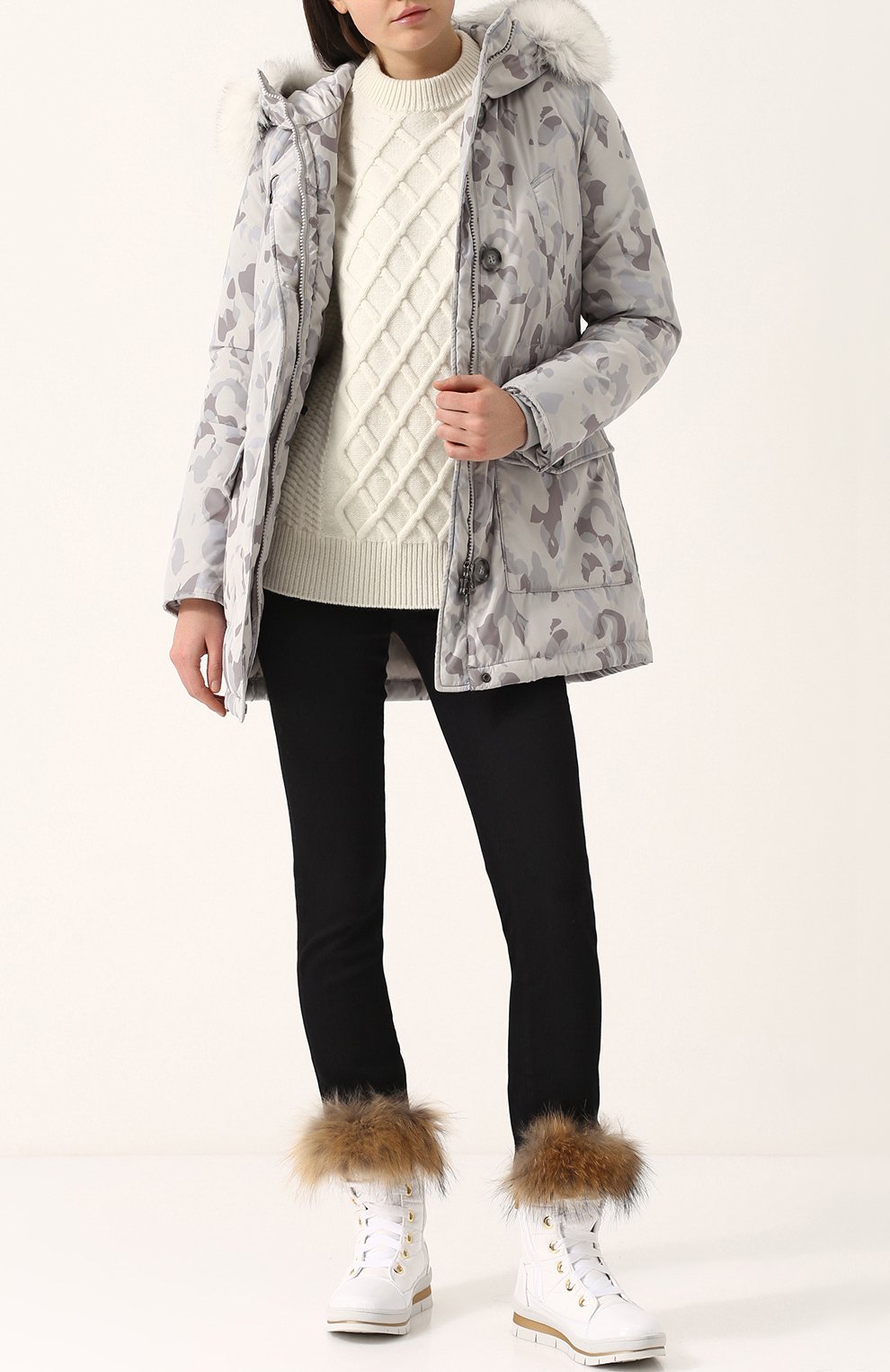 Пуховая парка с принтом и меховой отделкой капюшоном WOOLRICH, арт. WWCPS2534/SM02, фото 2