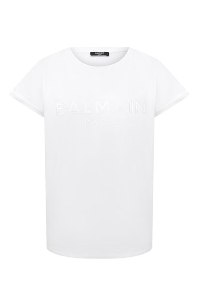 Женская хлопковая футболка BALMAIN, арт. UF01351/I590