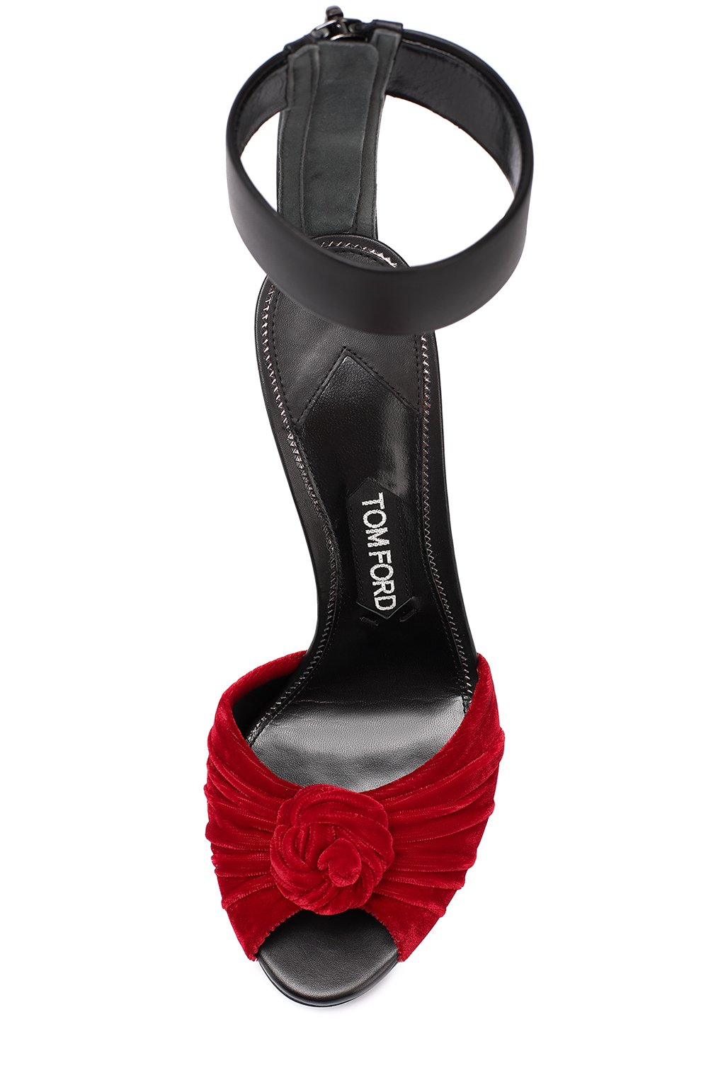 Бархатные босоножки на шпильке с кожаным ремешком TOM FORD, арт. W2148R-VCA, фото 5