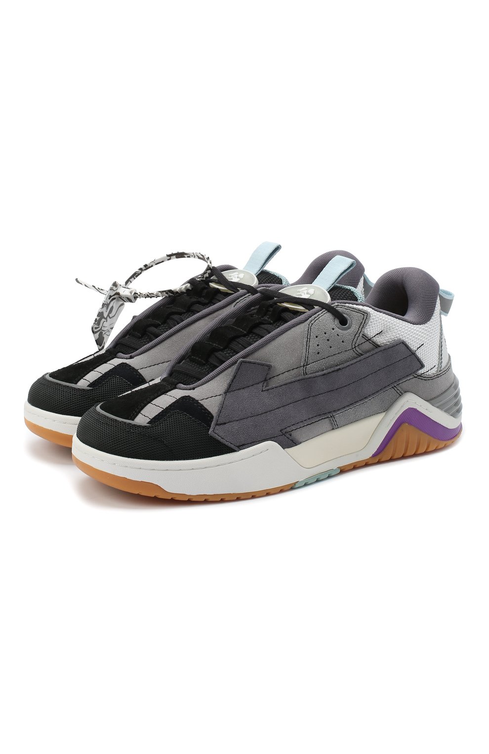 Комбинированные кеды OFF-WHITE серого цвета по цене 51300 руб., арт. 0MIA186E20LEA0011006, фото 1 Комбинированные кеды OFF-WHITE, арт. 0MIA186E20LEA0011006, фото 1