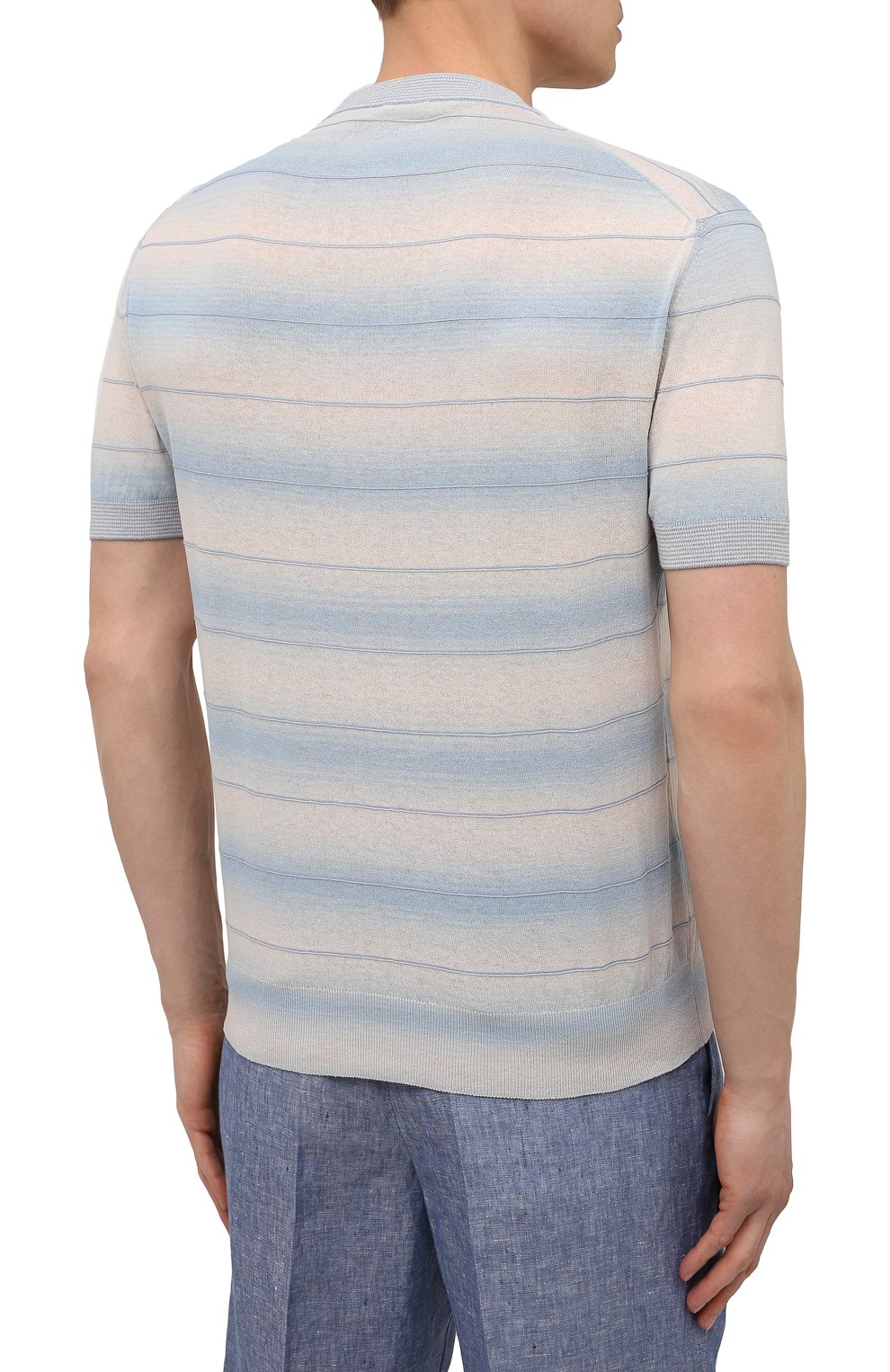 Хлопковый джемпер ZEGNA голубого цвета по цене 36200 руб., арт. VWR10/ZZ112, фото 4 Хлопковый джемпер ZEGNA, арт. VWR10/ZZ112, фото 4