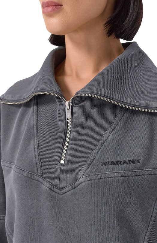 Хлопковый свитшот Isabel Marant Etoile SW0150FA/C1G03E Серый  SW0150FA/C1G03E Фото 5