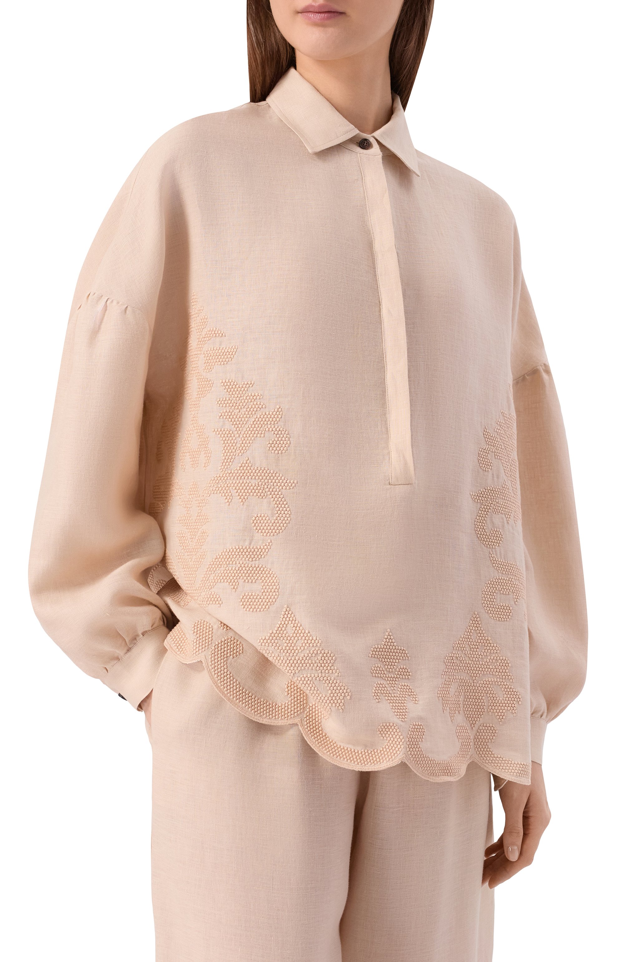 Хлопковая блузка KITON, арт. D61445K0861G, фото 3