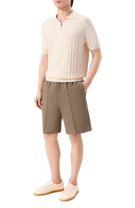 Шорты изо льна и хлопка Brioni RP3G0L/PA106 Бежевый  RP3G0L/PA106 Фото 2