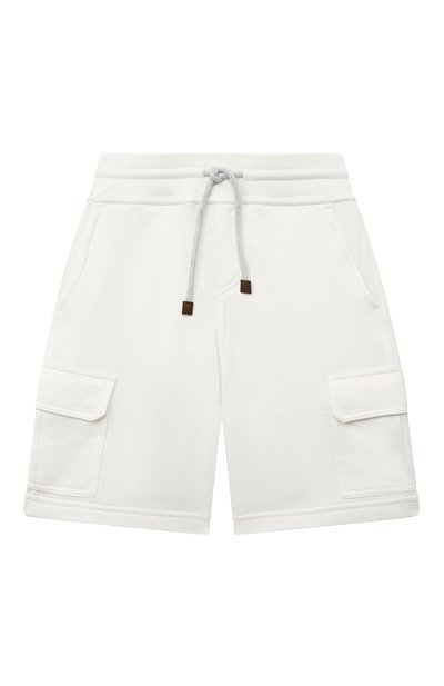 Шорты из хлопка и льна BRUNELLO CUCINELLI белого цвета по цене 39700 руб., арт. BTU10E388B, фото 1 Шорты из хлопка и льна BRUNELLO CUCINELLI, арт. BTU10E388B, фото 1