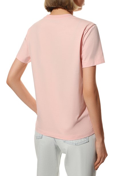 Хлопковая футболка MSGM розового цвета по цене 17600 руб., арт. 3241MDM163 227298, фото 4 Хлопковая футболка MSGM, арт. 3241MDM163 227298, фото 4
