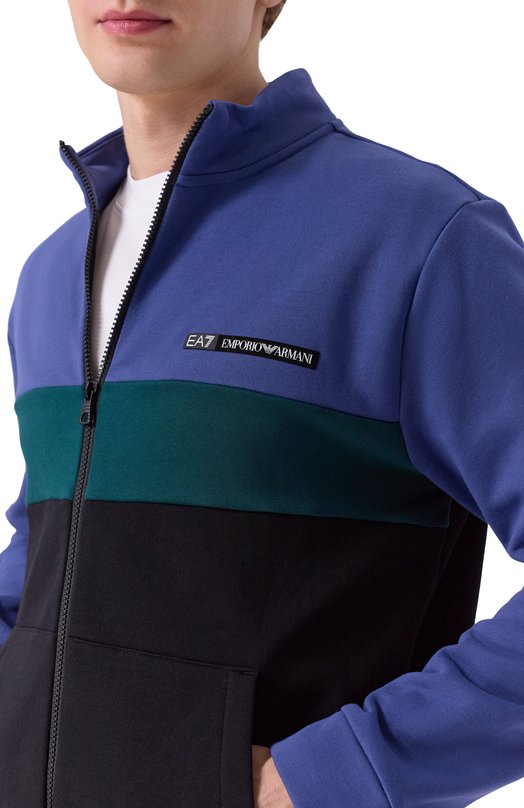 Хлопковый спортивный костюм EA7 7M000941/AF10377 Синий  7M000941/AF10377 Фото 6