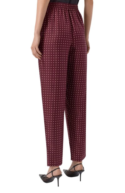 Шелковые брюки SAINT LAURENT бордового цвета по цене 316000 руб., арт. 870159/Y6K08, фото 4 Шелковые брюки SAINT LAURENT, арт. 870159/Y6K08, фото 4