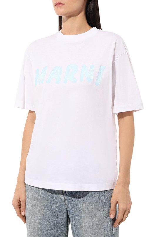 Хлопковая футболка Marni THJET49EPH/USCS11 Белый  THJET49EPH/USCS11 Фото 3