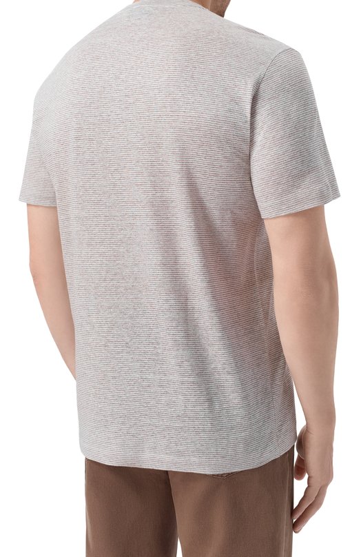 Футболка изо льна и хлопка Brioni UJPQ0L/PD604 Бежевый  UJPQ0L/PD604 Фото 4