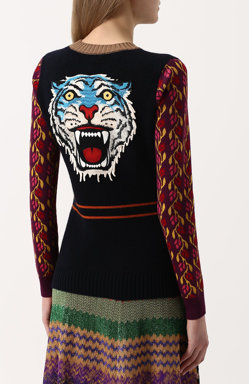 Приталенный пуловер из смеси шерсти и кашемира с круглым вырезом GUCCI, арт. 501364/X9P44, фото 4