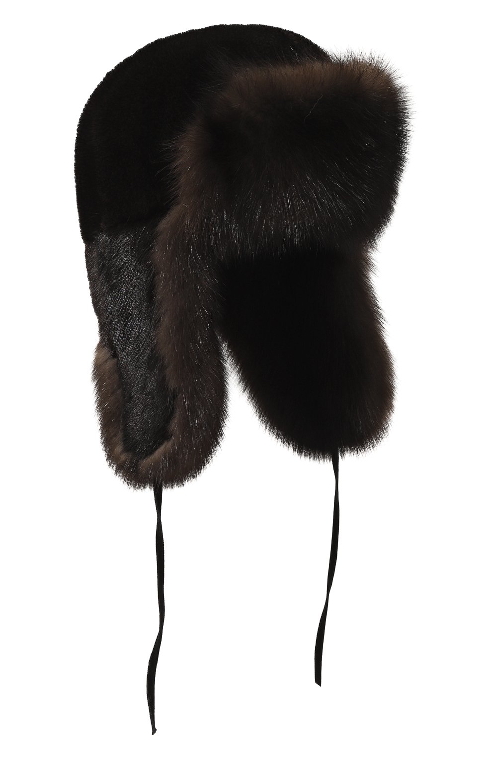 Меховая шапка-ушанка селин из норки и соболя FURLAND темно-коричневого цвета по цене 380000 руб., арт. 0090925610011300000, фото 1 Меховая шапка-ушанка селин из норки и соболя FURLAND, арт. 0090925610011300000, фото 1