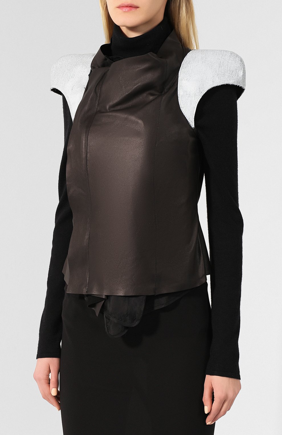 Кожаный жакет RICK OWENS черного цвета по цене 99500 руб., арт. RP20S1706/C0MB01, фото 3 Кожаный жакет RICK OWENS, арт. RP20S1706/C0MB01, фото 3